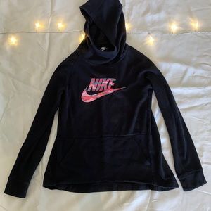 Black Nike Sweatshirt with pink and gray logo